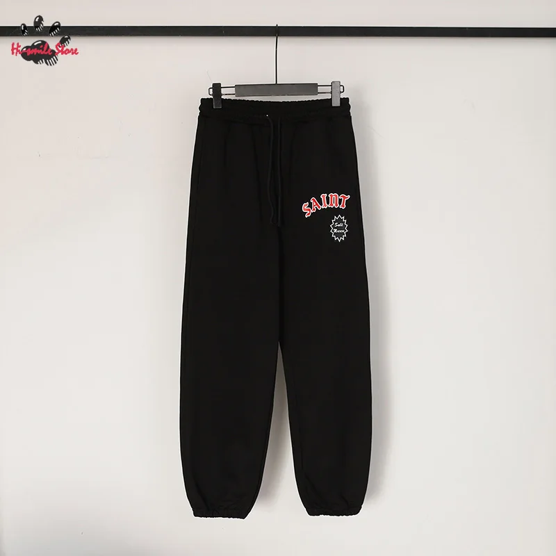 

Hip Hop Streetwear Men Woman SAINT Pants Joggers Sweatpants Cotton Stretch Drawstring Trousers