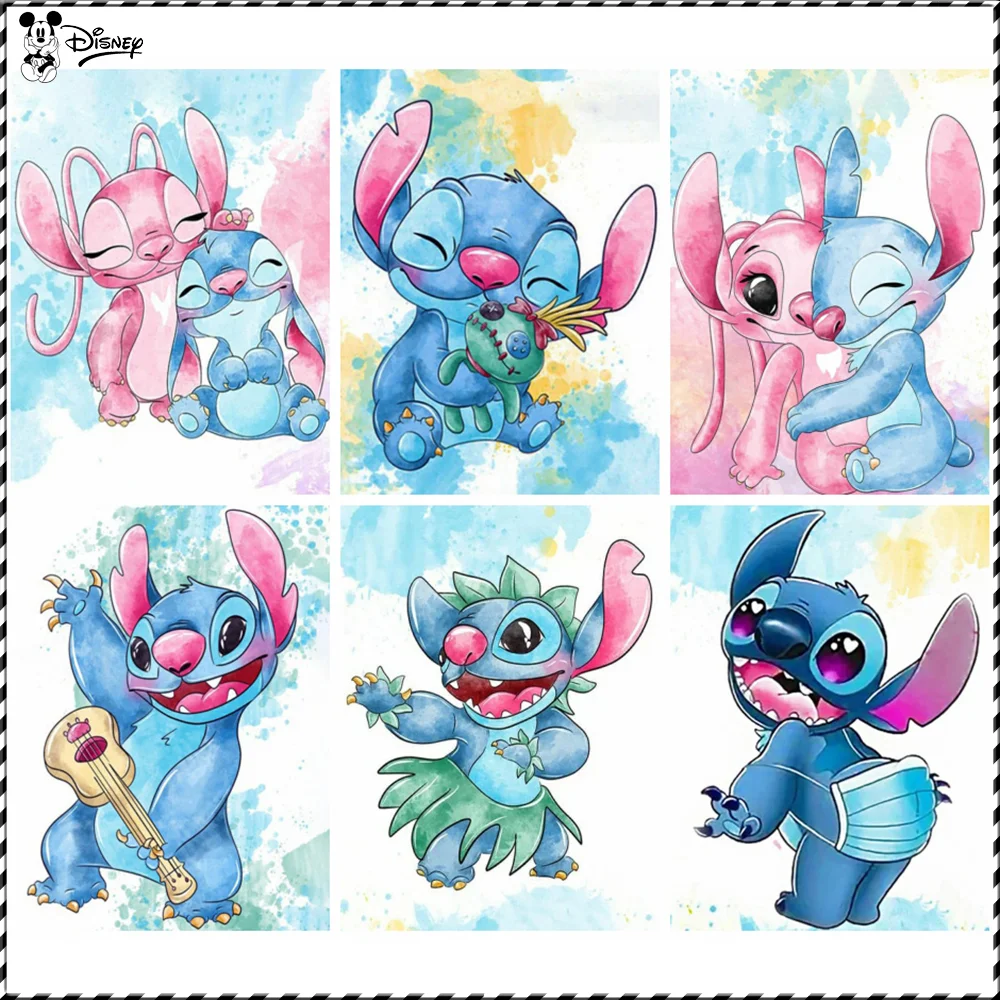 Disney 5D Diamond Painting Stitch And Angie Full Drill Mosaic Cute Home Decoration 30x40cm