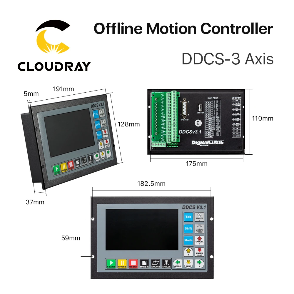 Cloudray  DDCSV3.1 Standalone Offline Motion Controller Supports 3Axis with USB Interface 3 languages for CNC