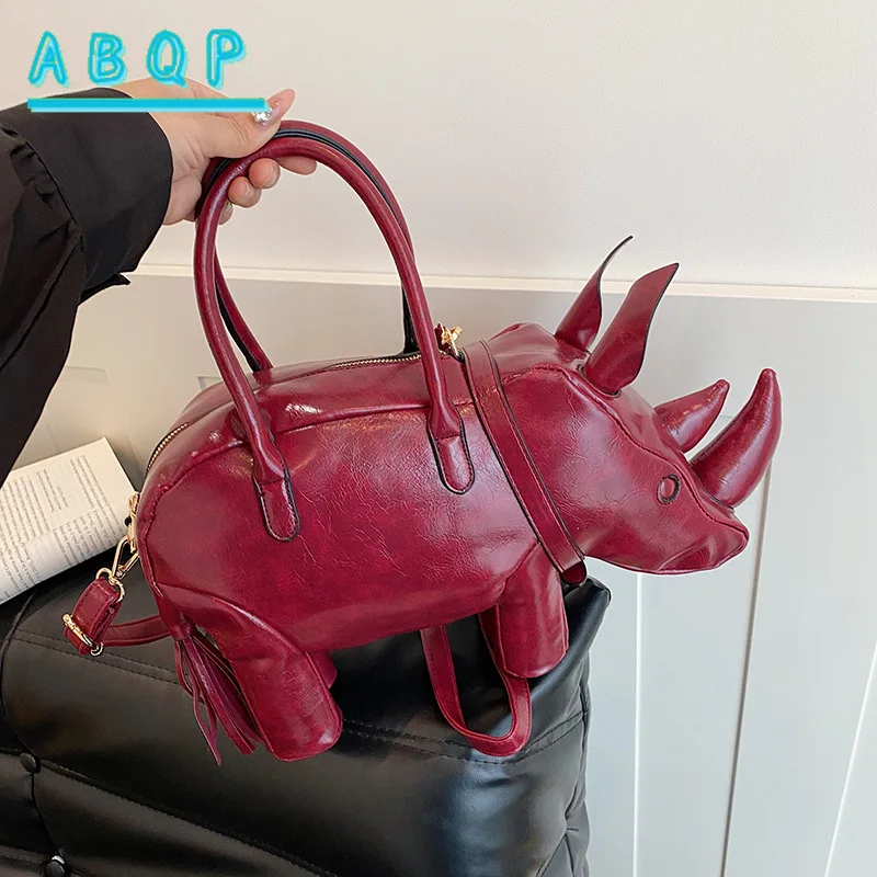 

3D Модная женская сумка в форме носорога, мультяшная сумка-мессенджер необычной формы, персонализированная женская сумка через плечо