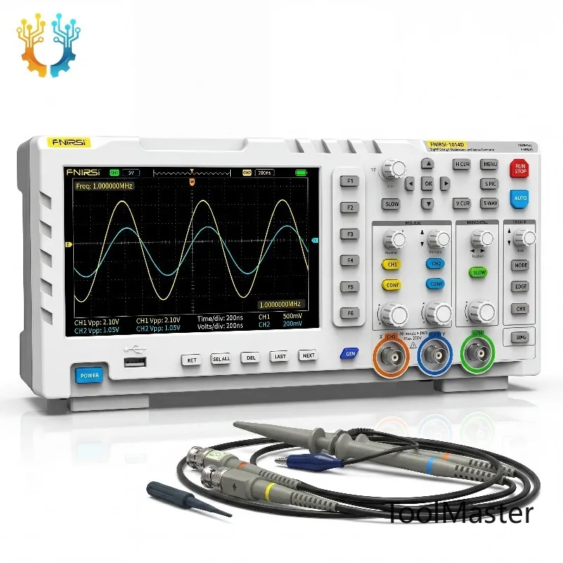 

[2026]FNIRSI 1014D 100MHz Digital Oscilloscope & Signal Generator 2-in-1 Dual Channel Oscilloscope Kit For Electronics Testing