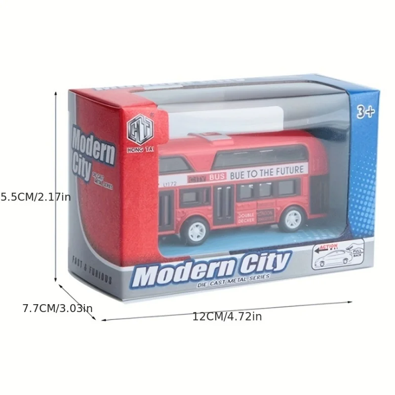 City Bus Sightseeing Double Decker Bus Model Pull Back VehiclesToy Die Cast Pull Back Vehicles Mini Tourist Model Car for Boys