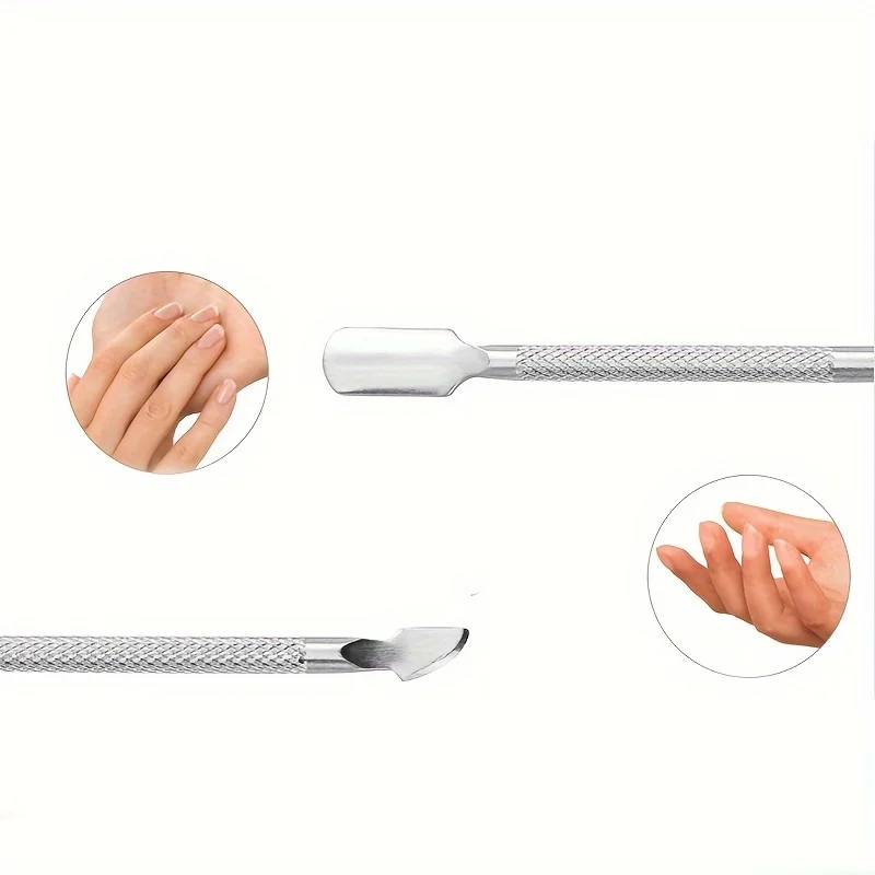 3-10 Stück Edelstahl Nagelkunst-Reinigungswerkzeuge, Nagelhautschieber, Metall-Doppelseitiger Löffel, Entferner-Set, Nagelhautentferner für Maniküre – Detail 6