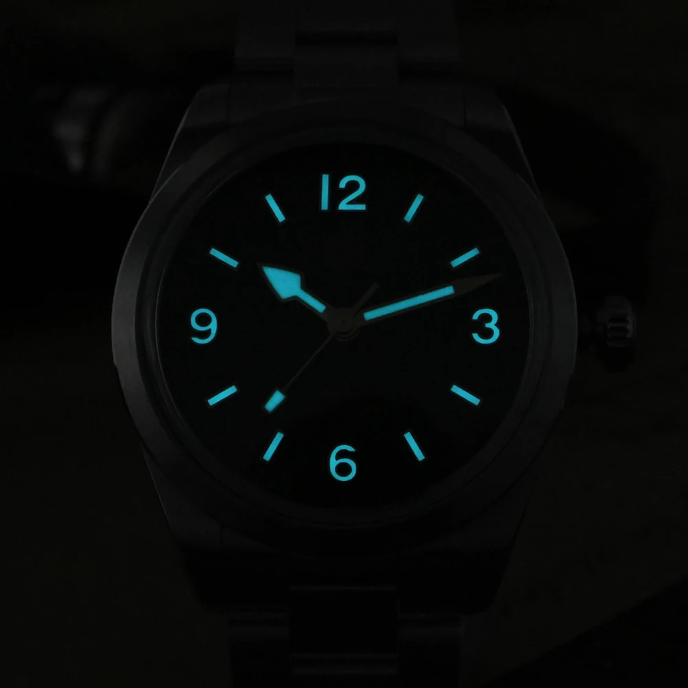 San Martin Men Automatic Watch 38MM  Mechanical Wristwatch Sapphire 100M Waterproof BGW-9 Blue Luminous NH35