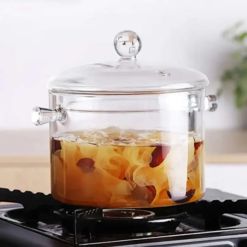 Glass Saucepan Stove Pot Transparent Borosilicate Glass Cooking Pot Stockpot Heat Resistant Boil Water Noodles Panela Ceramica