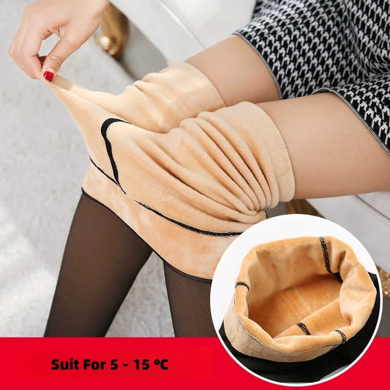 

Autumn Winter Thicken Thermal Oversize Stockings High Waist Stretchy Compression Shaping Tights Soft Velvet Leg Warmers Leggings