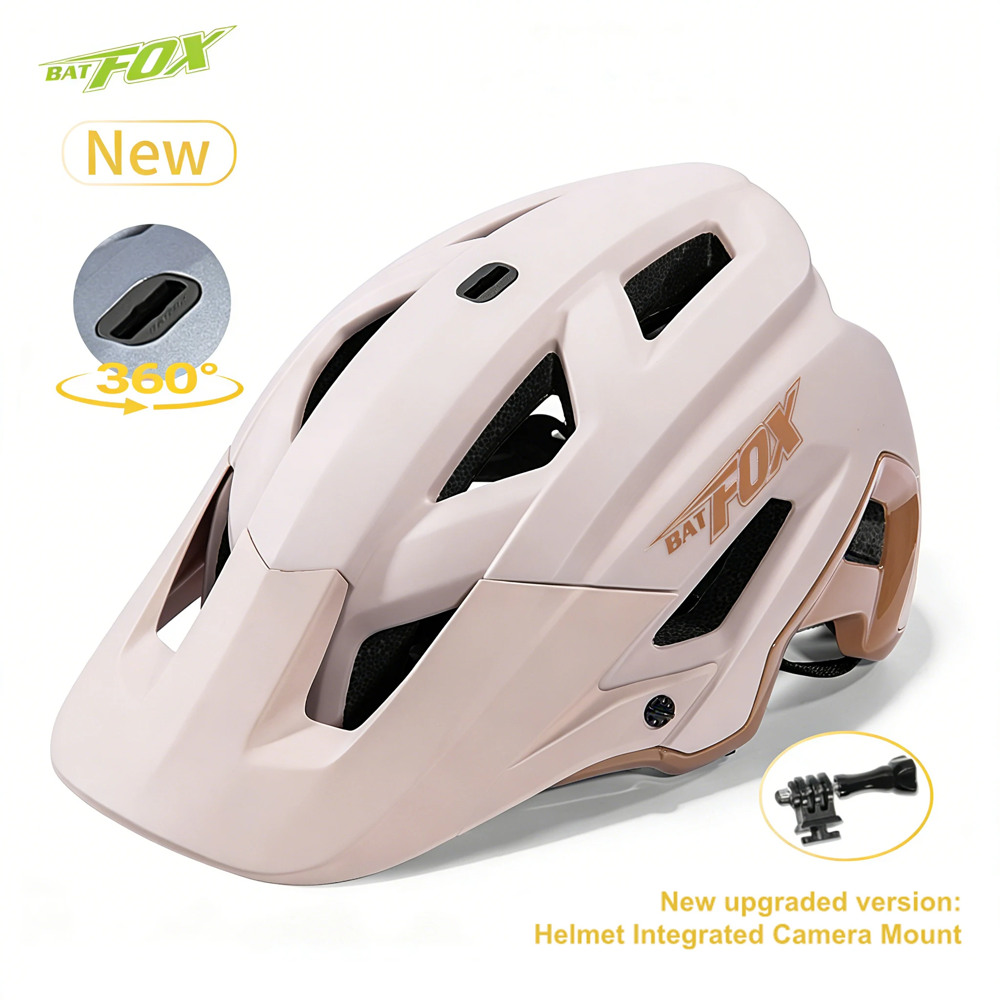 

Велосипедный шлем BATFOX для горных велосипедов (MTB) со съемным козырьком, легкий, регулируемый, для взрослых мужчин и женщин, для велоспорта и активного отдыха