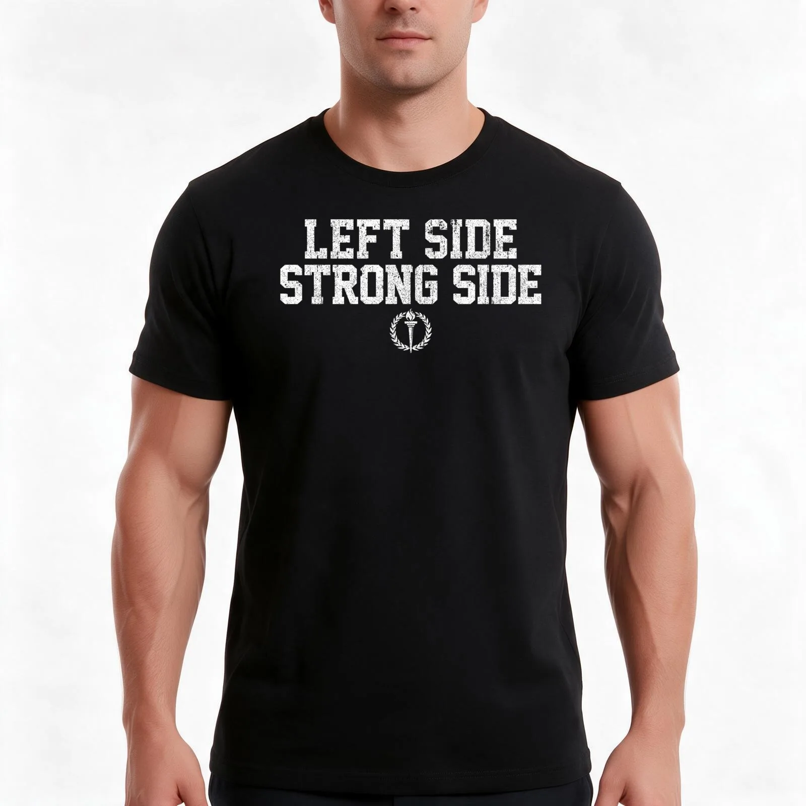Left Side Strong Side T-Shirt, Summer Casual Cotton Tee, Oversized Streetwear Tops, Vintage Graphic Print, Unisex Men Women
