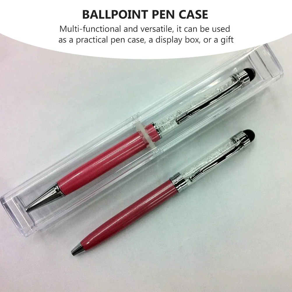 15 Pcs Pencil Case Quadrangle Ballpoint Pens Gift Box Clear Plastic Storage Fountain Ink