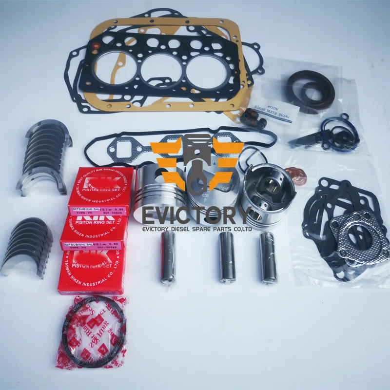 For Mitsubishi gasket bearing S3L S3L2 S3L-2 rebuild kit piston ring + 1 con rod