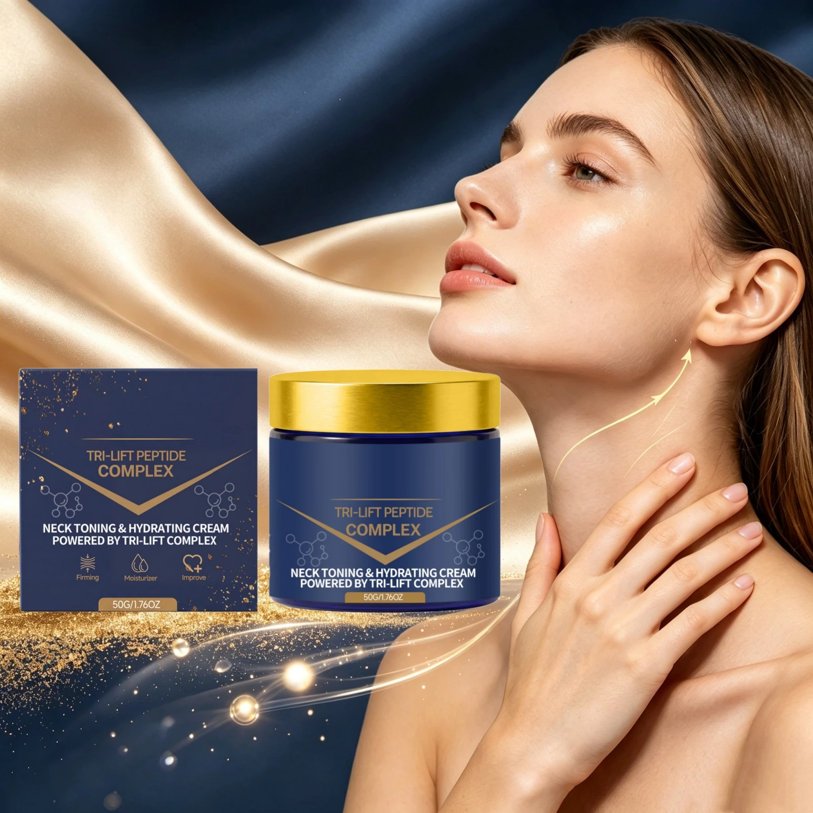 TRI- Lift Peptide Complex Neck Firming Cream Hydrating Toning Smoothing Anti Aging Wrinkle Improve Elasticity Lifting Neck Cream