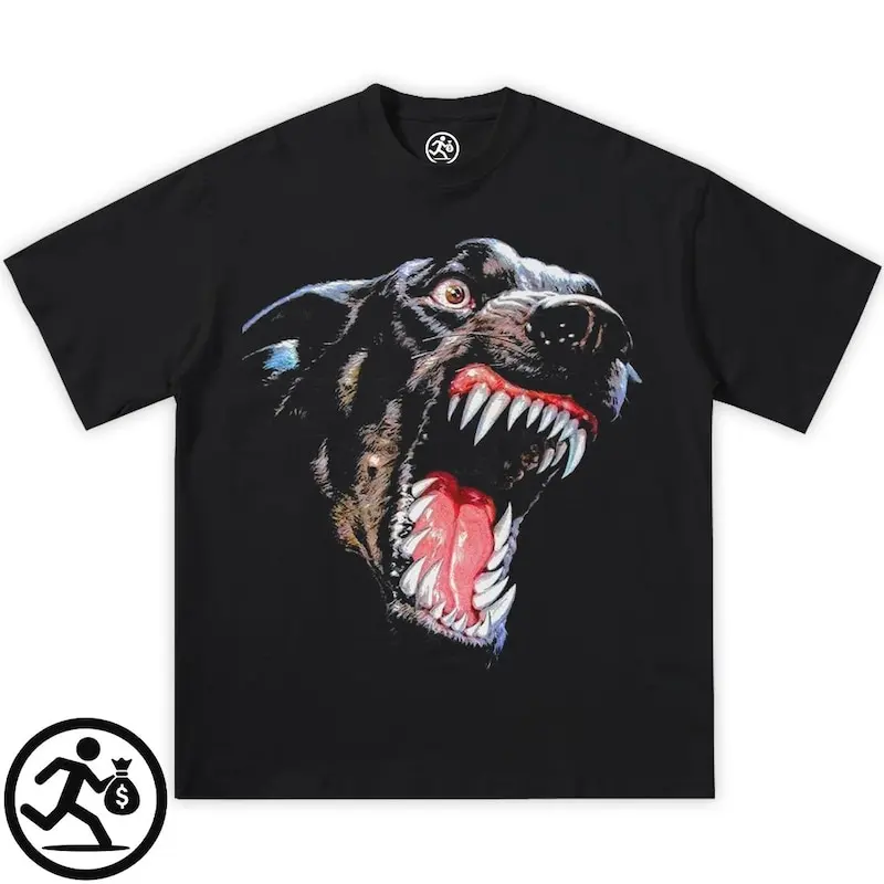 

Rage Dog Bite, тяжелая хлопковая уличная рубашка, винтажная рубашка в стиле хип-хоп Vibes Y2K, эстетичная ретро-готическая модная рубашка для собак, подарки