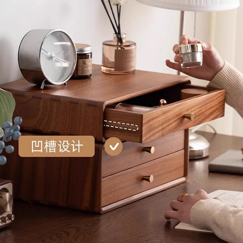 Solid Wood Desktop Storage Box Multi Layer Drawer Organizer for Bedroom Dressing Table Jewelry Tea Cup Rack Living Room Decor