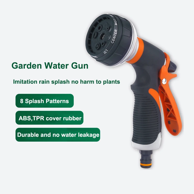 

Garden Water Gun, Adjustable Spray Hose Nozzle, Watering Gun with 8 Spray Patterns, Water Hose for Washing Car Plants Lawns Pets