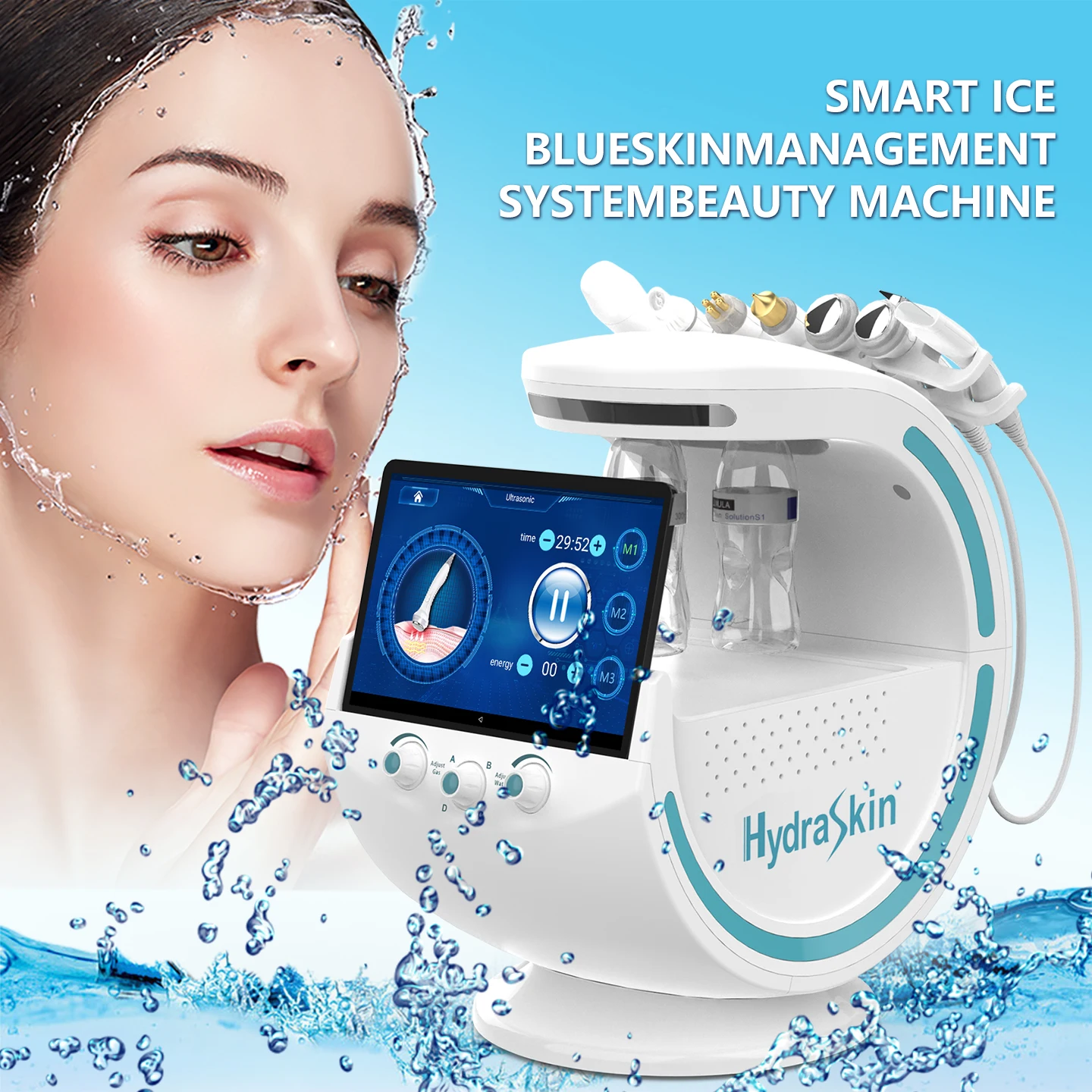 

Аппарат для лифтинга лица, косметологический, с функцией кислородной оксигенации, гидродермабразии и ухода за кожей.