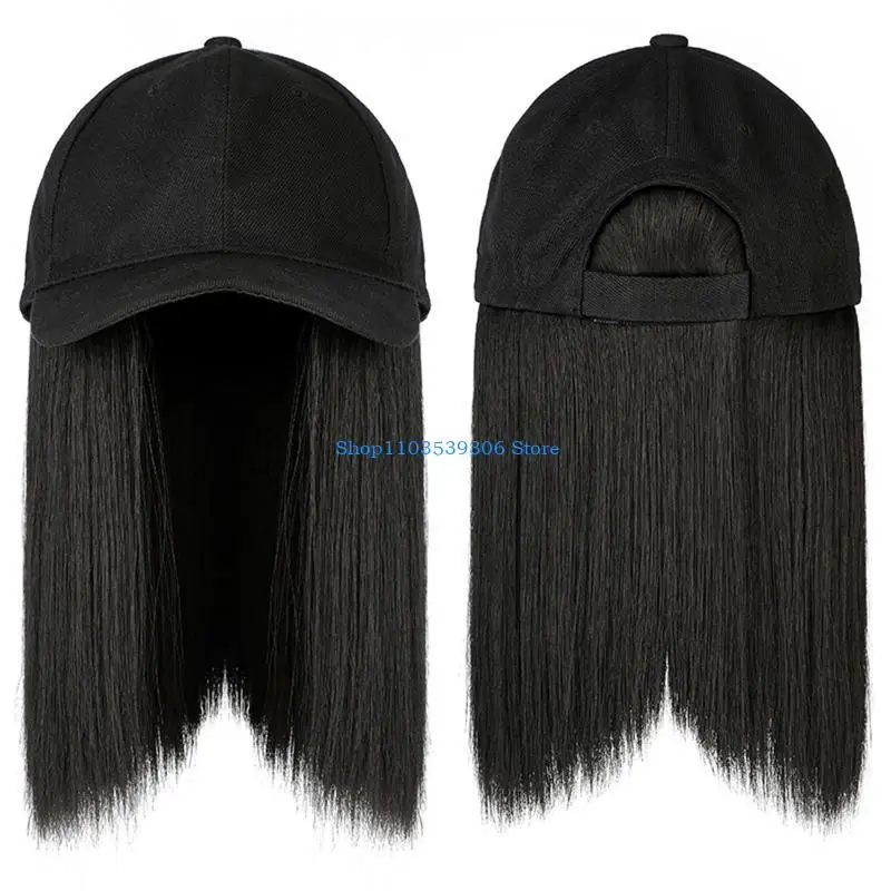 قبعة بيسبول صيفية بشعر طويل مستقيم للنساء من 400A مع شعر مستعار كامل لشركة Head Co #3