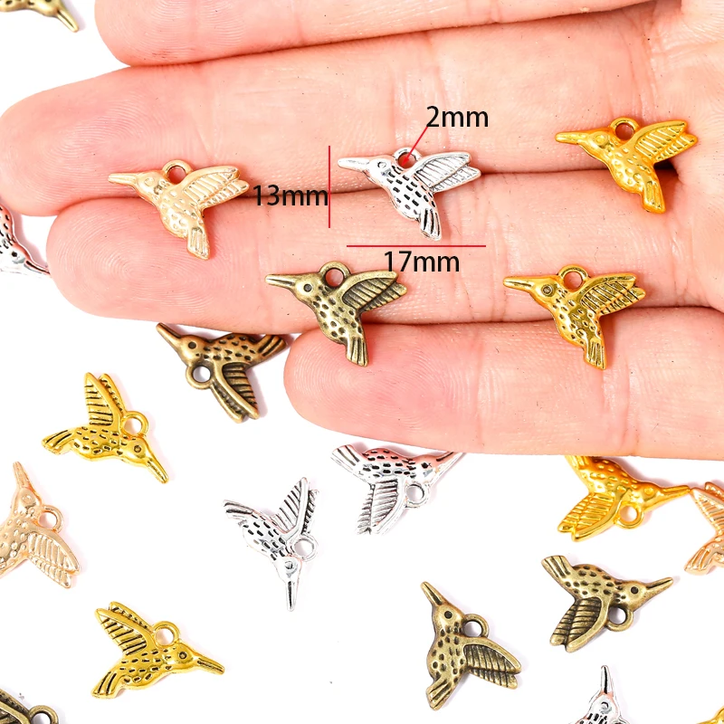 20pcs 5 Color birds Charm For Bracelet necklace Keychain Pendant DIY Handmade Jewelry Accessories Making 17*13mm D569