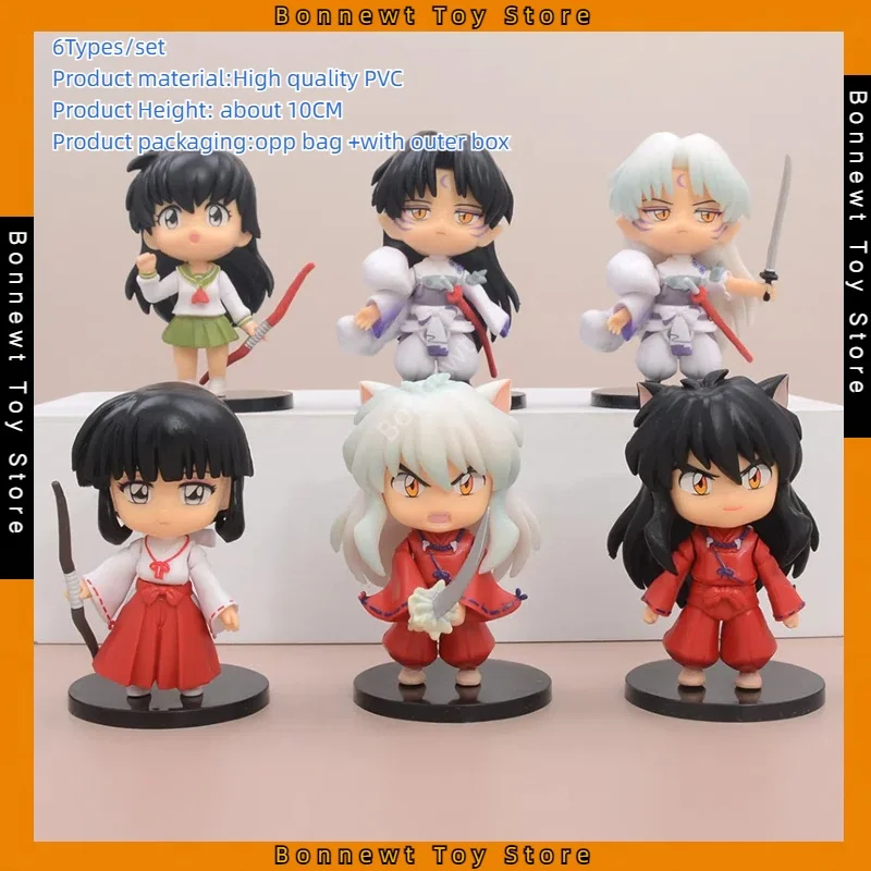 

6Types/set Q version Kikyou higurashi kagome miroku figures model ornaments dolls toys wholesale For Friends Gifts