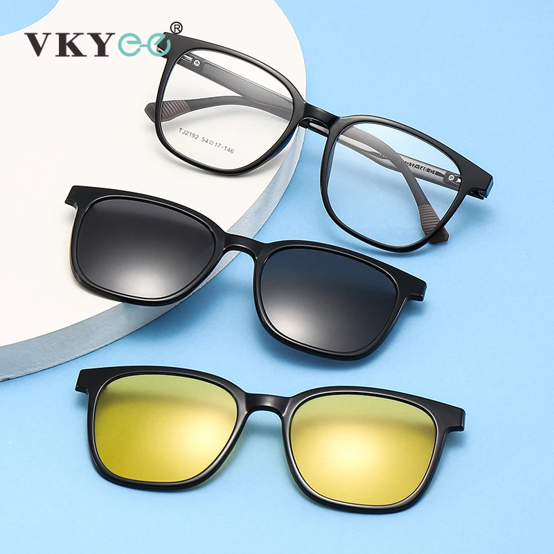 VICKY Flip-Up Polarized Magnetic Clip-On Custom Prescription Glasses Women TR90 Night Vision Anti Glare Reading Glasses Men 2192