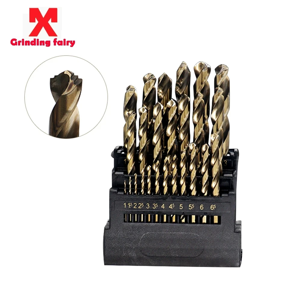 MX 25pcs HSS Twist Drill Bit Set M42 High Speed Steel 8% Cobalt Drill Bits Copper Aluminum Iron Wood Stainless Steel Metal Drill