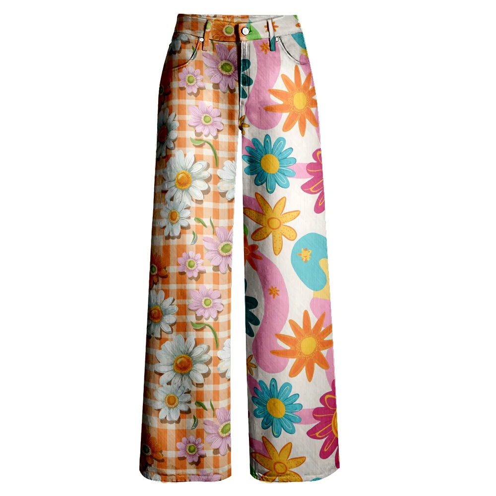 Neue Retro-bedruckte Hose, weite Beine, aztekischer Leopardenmuster, böhmische Streetwear, locker, Partyhose, große Taille