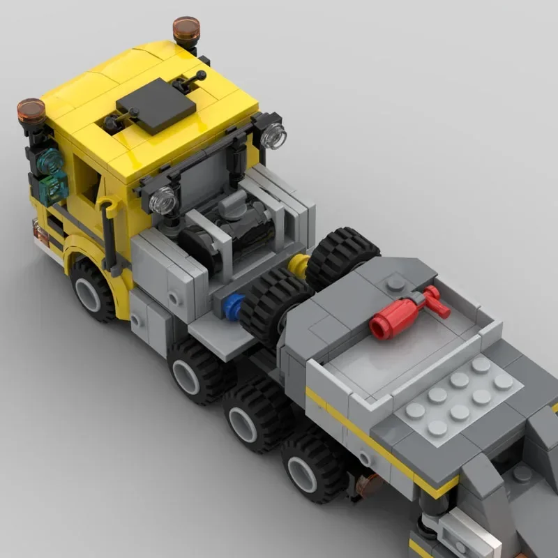 New Classic MOC-192687 Cargo Semi-Trailer Low Loader Building Block Model, 528 Parts, Custom Creative Birthday Toy Gift