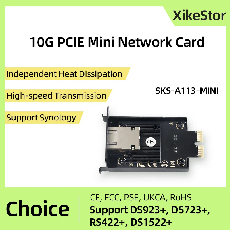 XikeStor PCIE Mini Network Card 10GbE RJ45 Network Upgrade Module Suitable for Compact Synology Servers DS923+ DS723+ RS422+