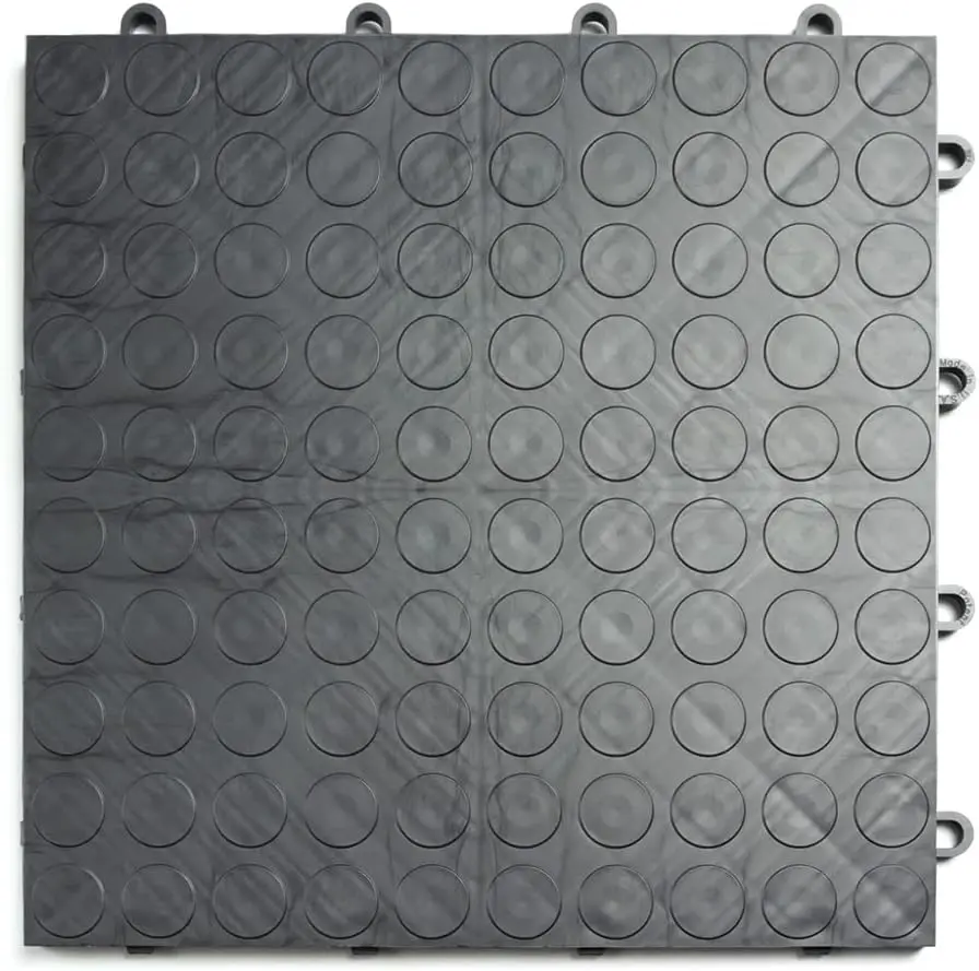 GarageDeck Coin Pattern, Durable Copolymer Interlocking Modular Non-Slip Garage Flooring Tile (48 Pack), Graphite