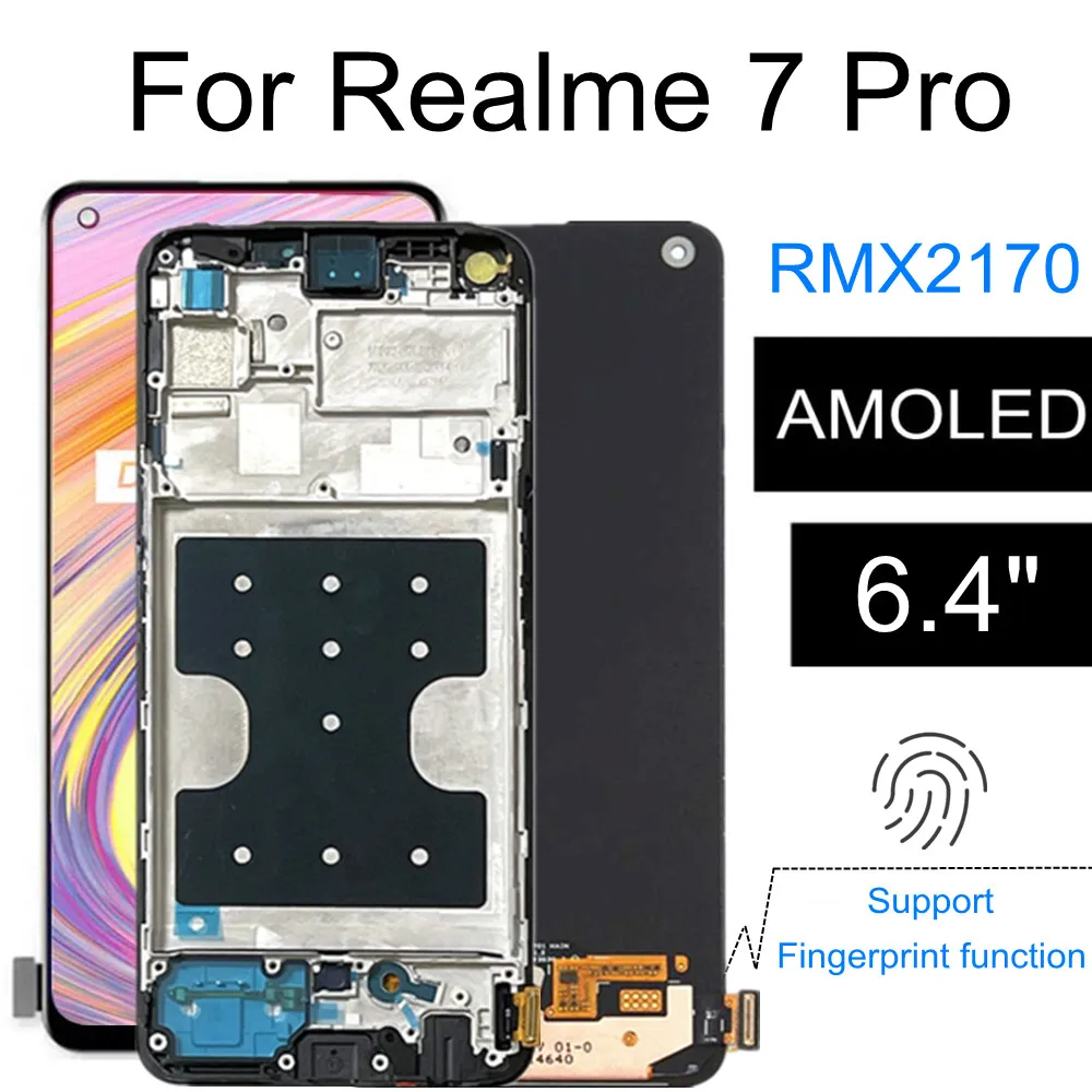 

6.40 AMOLED For Realme 7 Pro RMX2170 LCD Display Touch Screen Digitizer Assembly Replacement For Realme 7Pro LCD