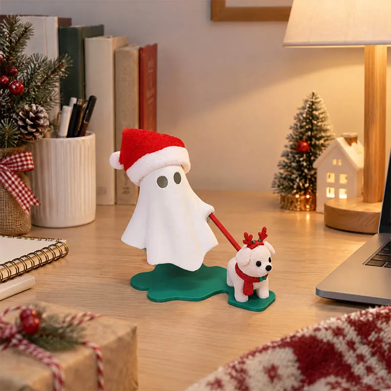 3D-gedrucktes Modell eines Geistes mit Hunde-, Katzen- oder Schweinefigur, lustige, niedliche Geisterstatue als Spielzeug, Heimdekoration, entzückendes Geister-Weihnachtsgeschenk. – Detail 8