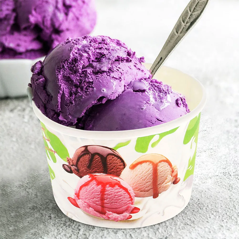 

200 Pcs Ice Cream Cups Paper for Disposable The Summer Bowls Desserts Pudding Store