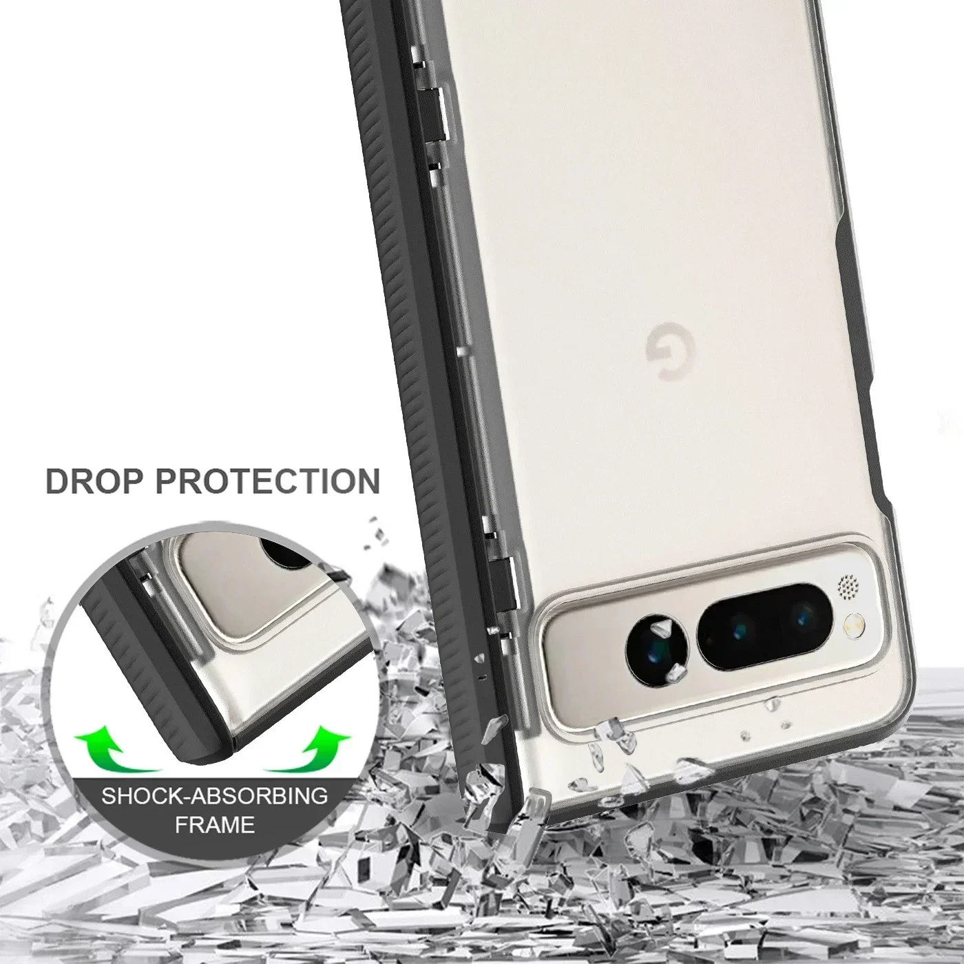 Hinge Axis Case For Google Pixel Fold Cover Frosted Hard Back Shockproof Funda Foldable Coque Soft TPU Frame Bumper Matte Shell