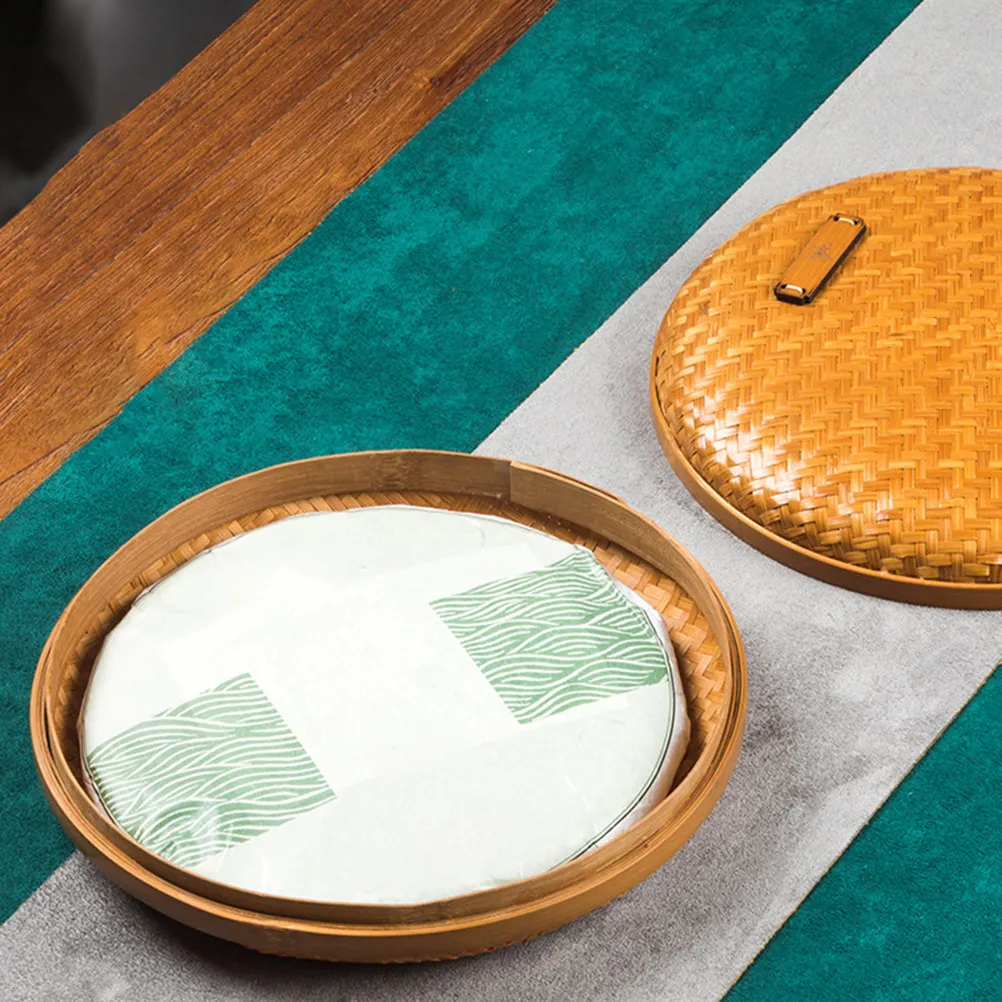 1Pcs Bamboo Tea Box Premium Handwoven Storage Basket for Tea Tools Accessories Organizing Home Kitchen Living Room Desk - view 2