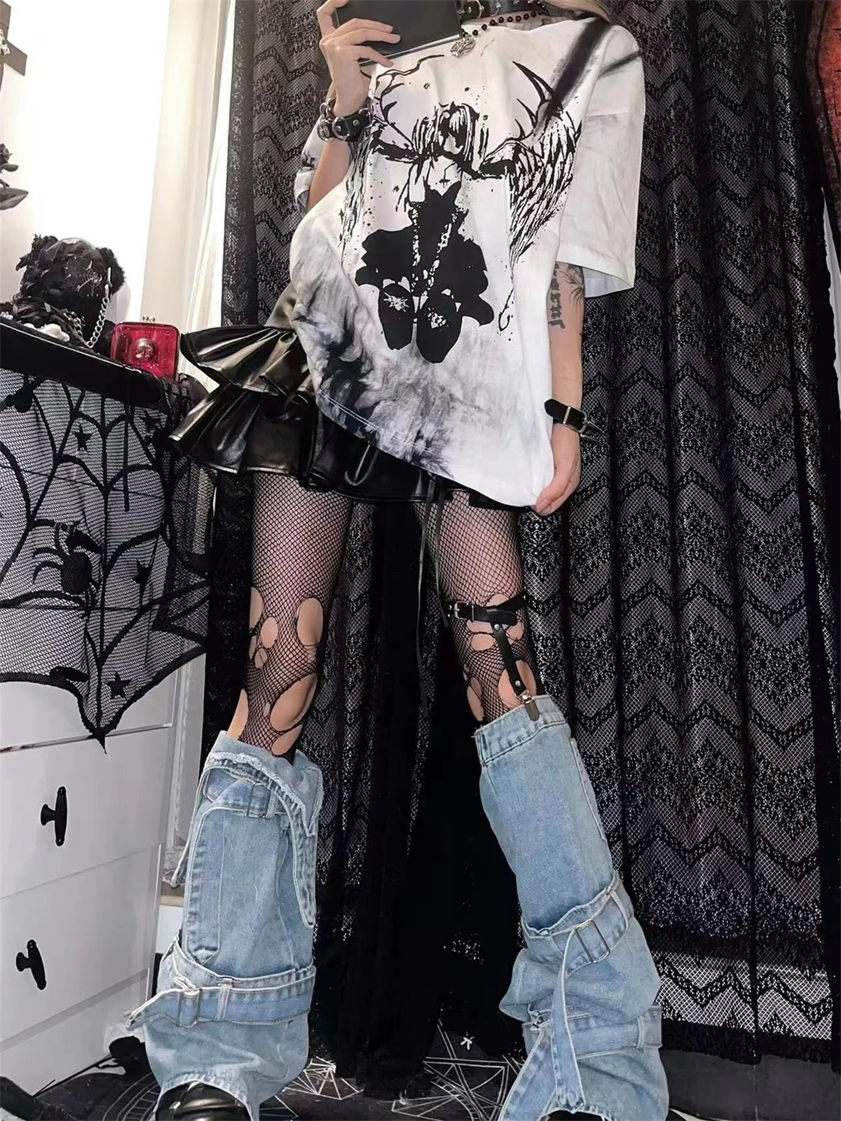 Street Retro Angel Print T-shirt Men Women Oversized Short-sleeved Harajuku Casual Loose Women's T-shirts Female Clothing