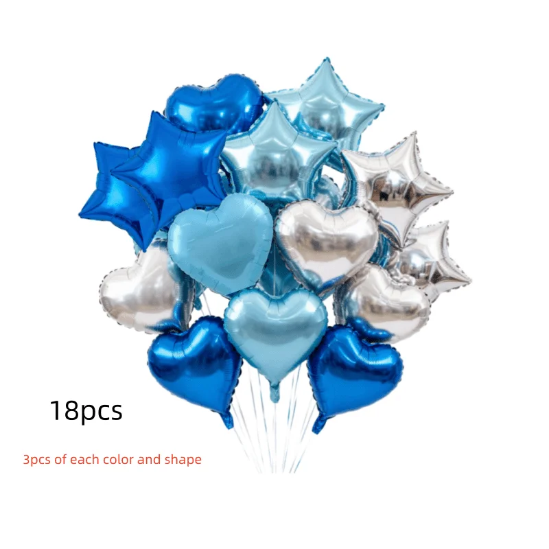 6/12/18 Stück 10 Zoll Blaue Silberne Stern- und Herzförmige Folienballons Geburtstag Hochzeit Babyparty Jubiläum Partydekoration Zubehör – Detail 6