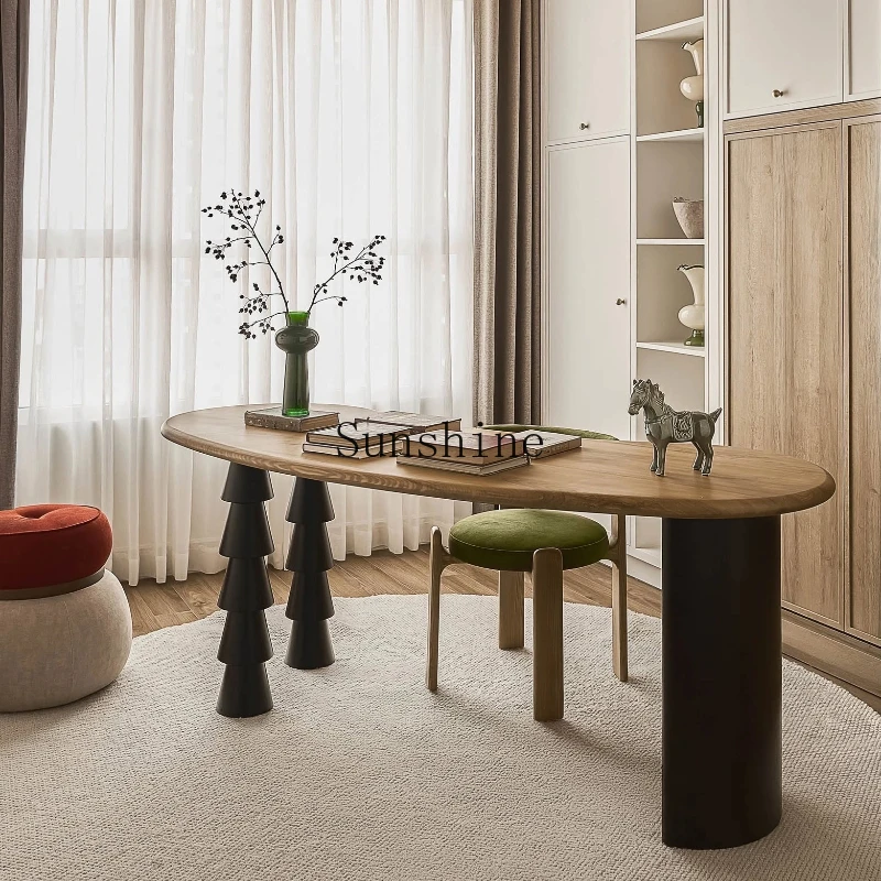 

Medieval style solid wood desk household special-shaped color matching modern simple writing desk