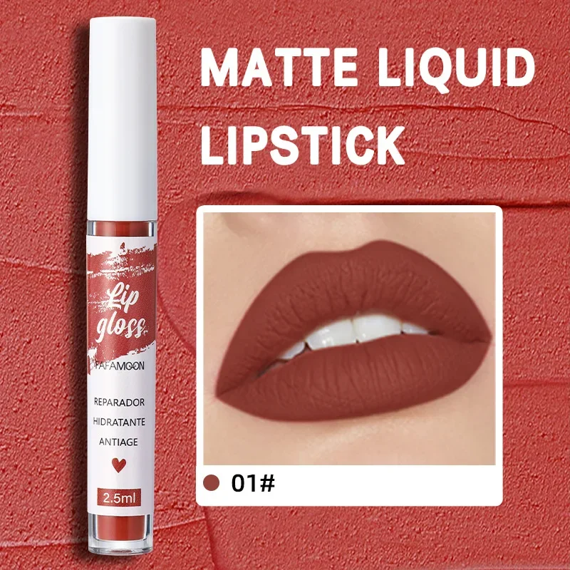 เกาหลี Matte Liquid ลิปสติก Lip Glaze Moisturizing กันน้ําทนทาน Lip Mud Non-stick Cup Rose Red Lip Gloss แต่งหน้า