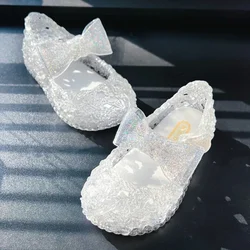 Estate nuove ragazze suola morbida sandali da principessa moda fiocco Hollow traspirante scarpe Casual per bambini scarpe da spiaggia antiscivolo