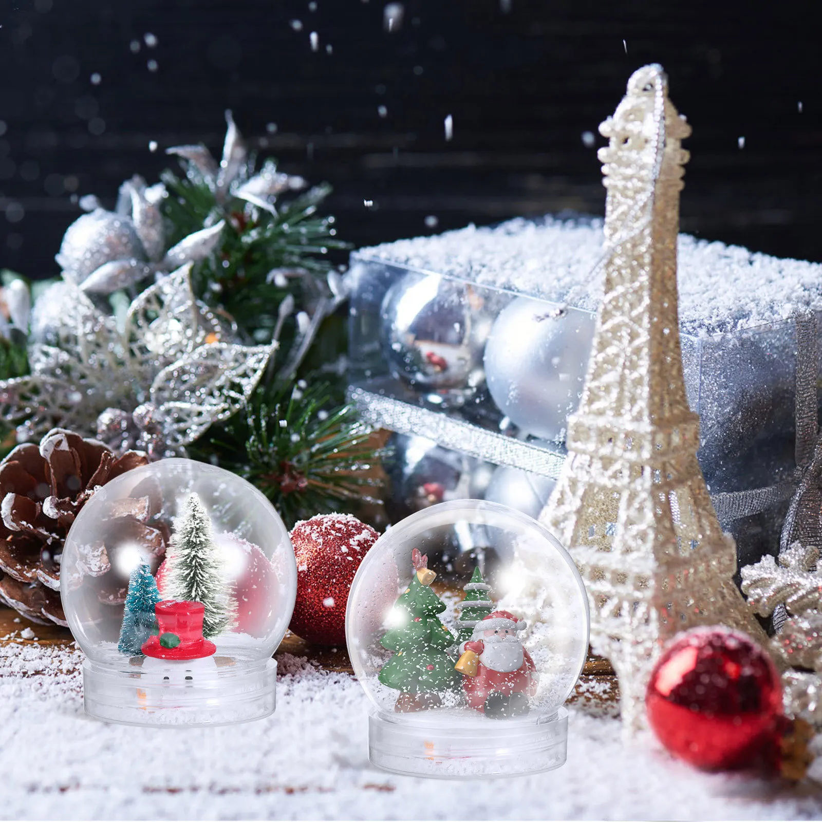 

24Pcs Clear Plastic Snow Globes Fillable Water Globe Screw-Off Cap DIY Christmas Scene Globes Holiday Decor Clear Snow Globe