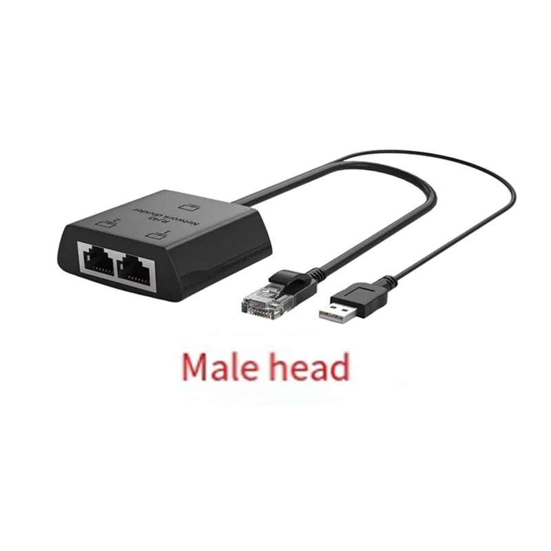 

RJ45 Splitter 1 To 2 Ethernet Adapter Compatible Cat5 Cat5e Network Cable Extender For Router Laptop Durable Easy To Use (Male)
