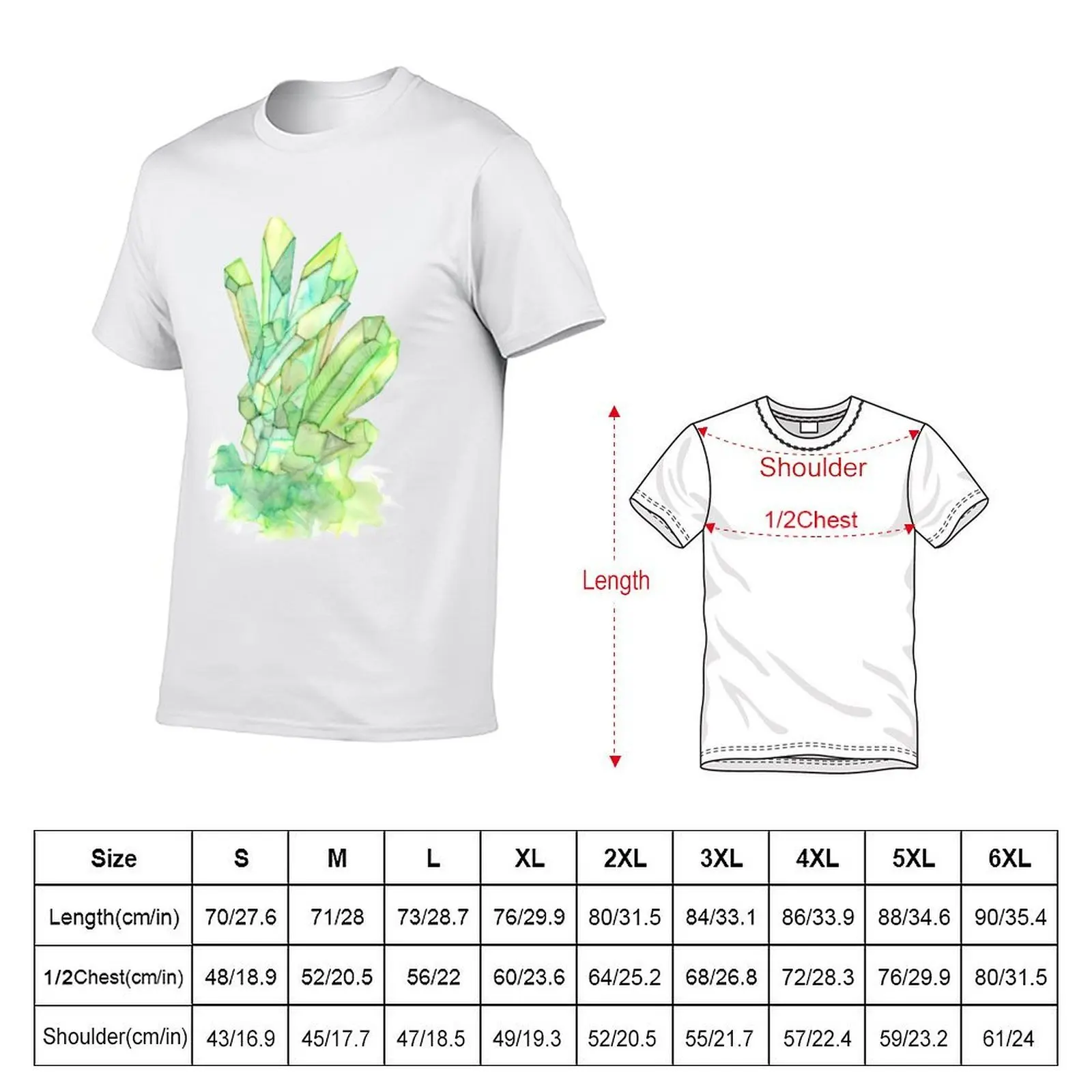Watercolor Crystals Inclusion series #4 Green T-Shirt Luxury man Aesthetic clothing t shirt men