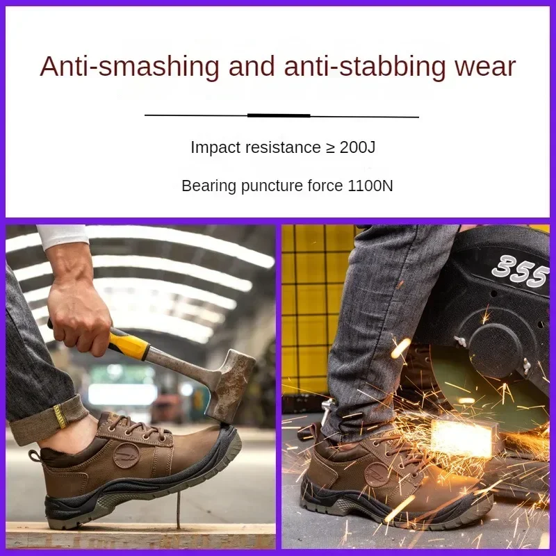 DurableMen's Anti-smashing Anti-puncture Steel Toe Breathable Lightweight Work Shoes One Piece Dropshipping
