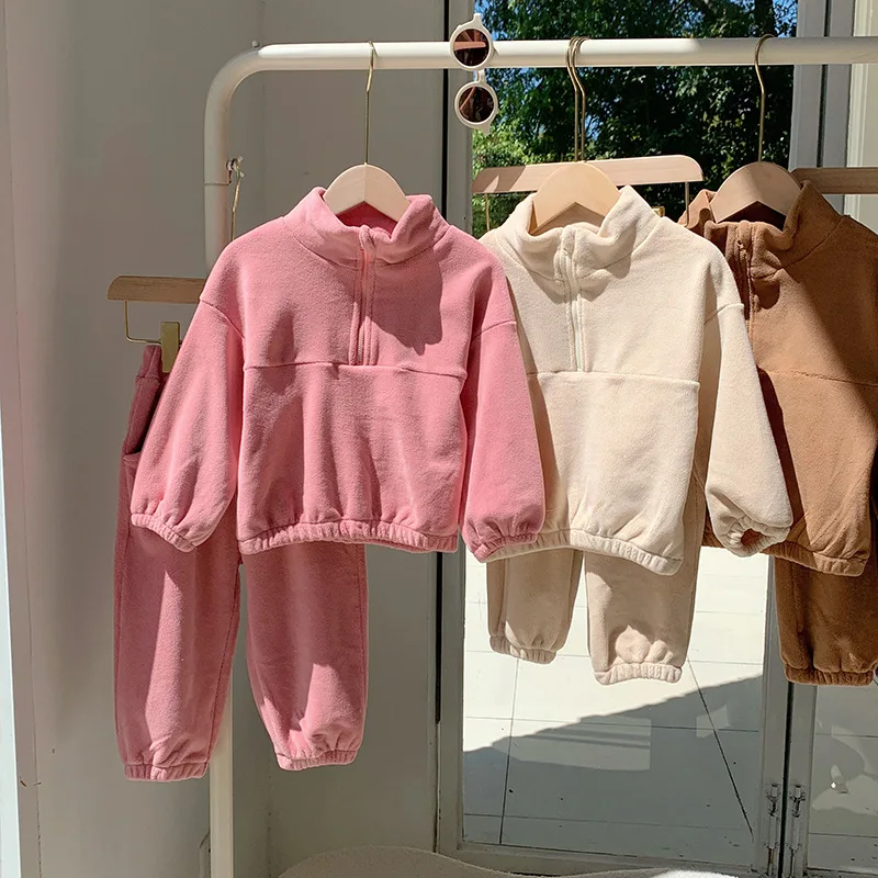 

Осенний детский двусторонний флисовый спортивный костюм 2024 года для маленьких девочек на весну и осень плюс флисовый костюм для ношения 2 комплекта по 2-8 лет