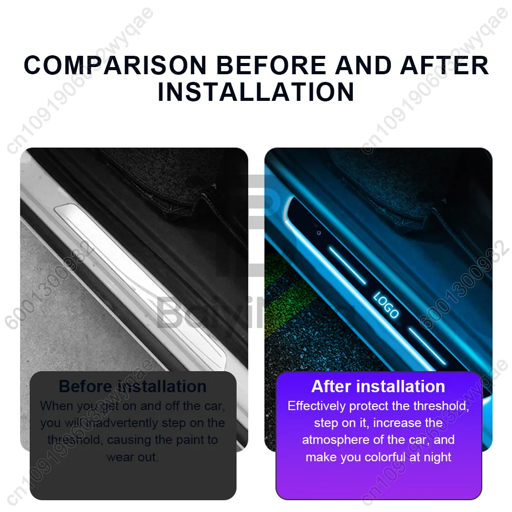 Customizable Car Threshold Stickers Car Welcome Dynamic Luminous Decorative Pedal Light Creativity Car Interior Accessories