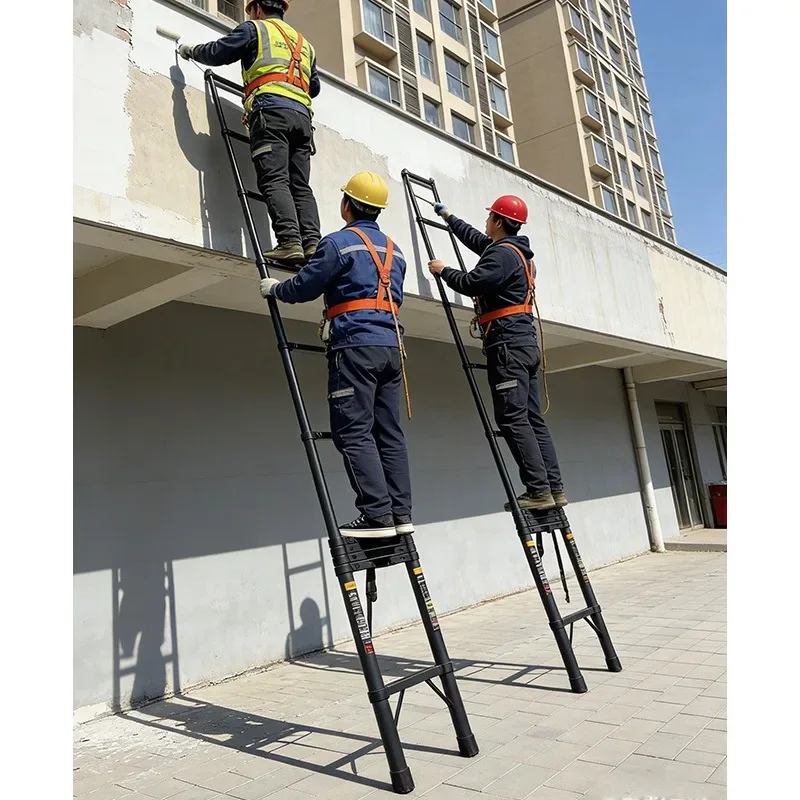 Thickened carbon steel 5.9 meters, portable ultra thick engineering single-sided ladder, lifting shrinkage ladder ﻿ ﻿