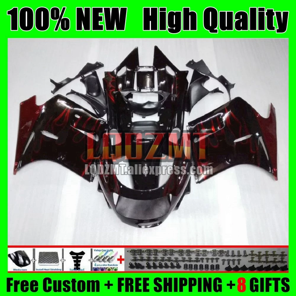 Body For KAWASAKI NINJA ZX-11R ZZR 1100 ZZR1100 ZX11R 90 91 92 64No.3 ZX11 Red flames ZZR-1100 ZX 11R 1990 1991 1992 Fairing