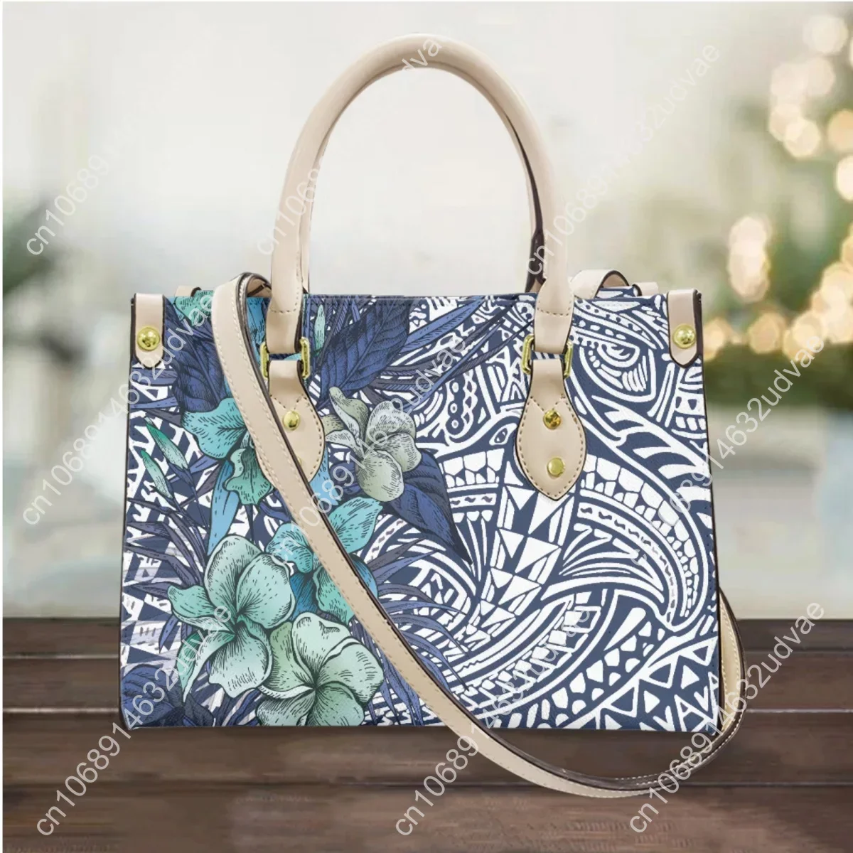 Tribal Stripe Pattern Handbag Polynesian Design PU Leather Cross Body Bag High Quality Large Top-Handle Small Party Clutch Gift