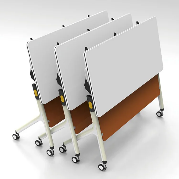 

White, staff training table, round splicing, folding mobile, strip table