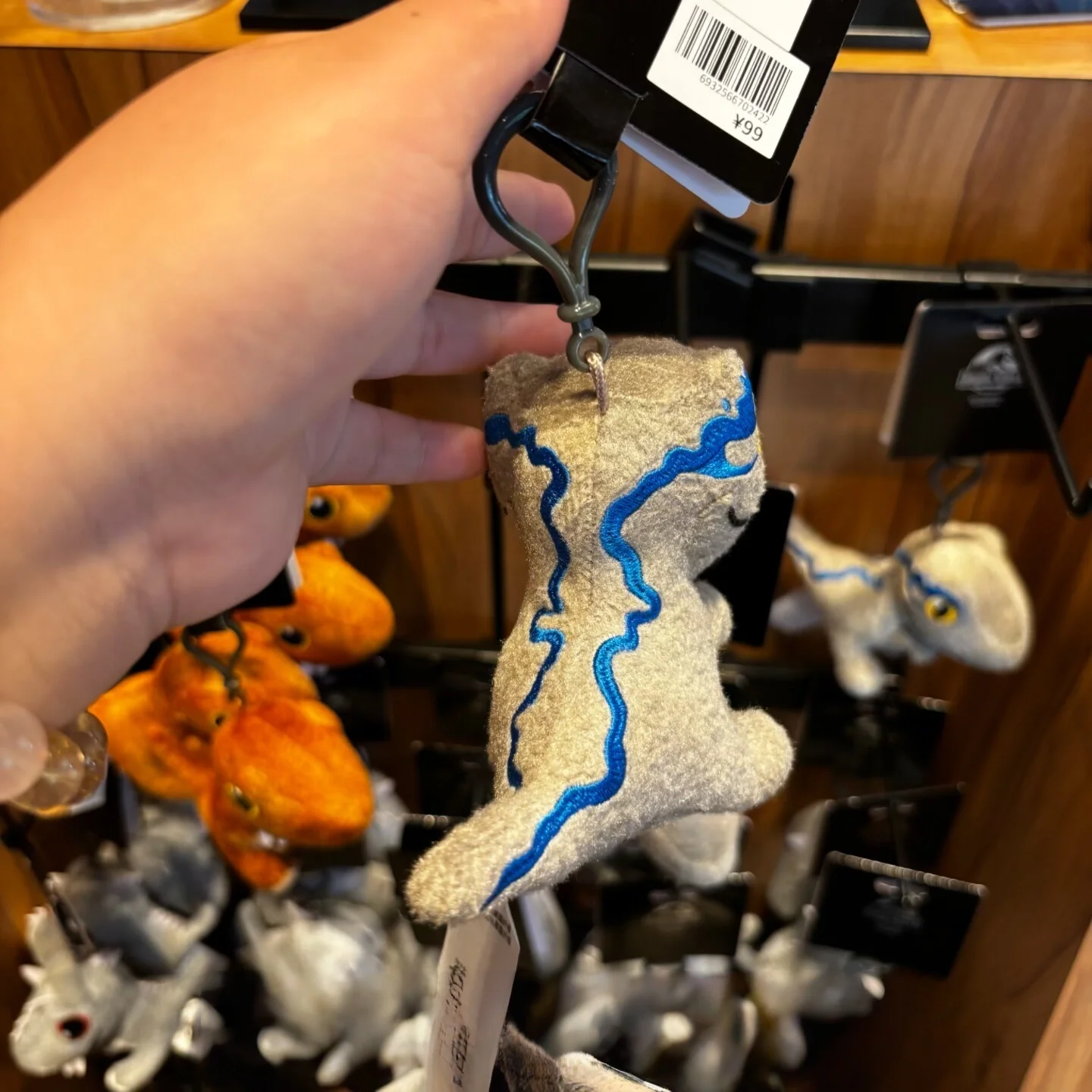 유니버설 스튜디오 쥬라기 공룡 봉제 인형 티라노사우루스 렉스 벨로시랩터 - 열쇠고리 및 백팩 펜던트 선물