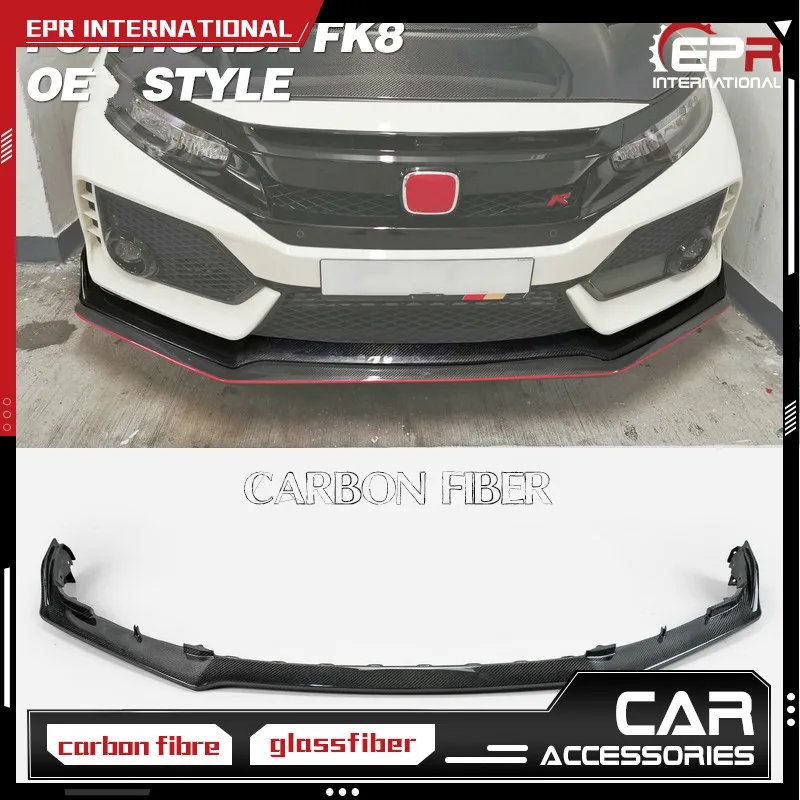 

For Honda Civic Typ R FK8 5Door Hatch 2017+ OE Style Carbon Fiber Front Lip Glossy Carbon Bumper Splitter Front Spoiler Lip Kit